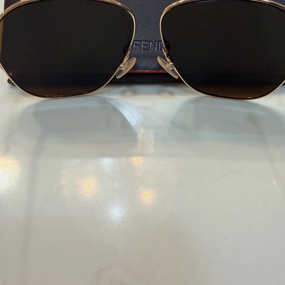 Fendi Gold Frame Sunglasses with Brown Lenses - Picture 4 of 5